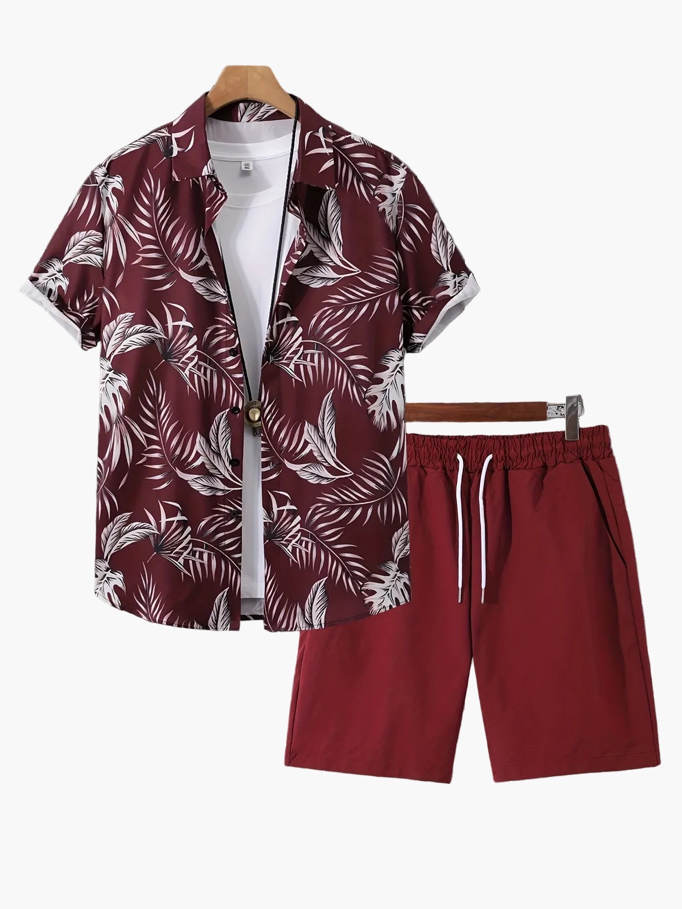Herren Sommer Strand Set – Kurzarm Hemd mit tropischem Print und Shorts, Freizeitmode für Urlaub