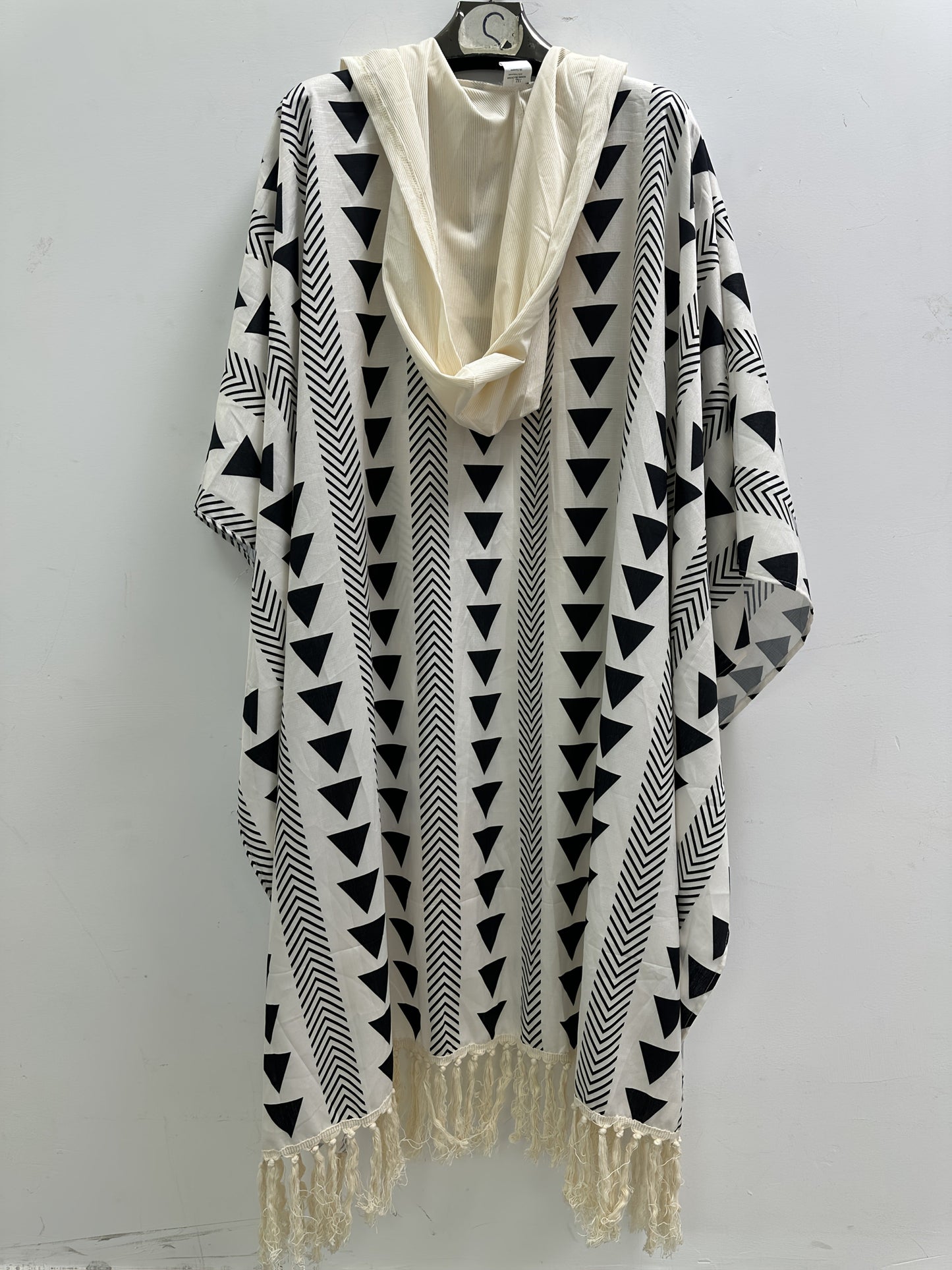 Herren Boho Poncho mit Kapuze – Geometrisches Muster, Überwurf für Strand und Festival