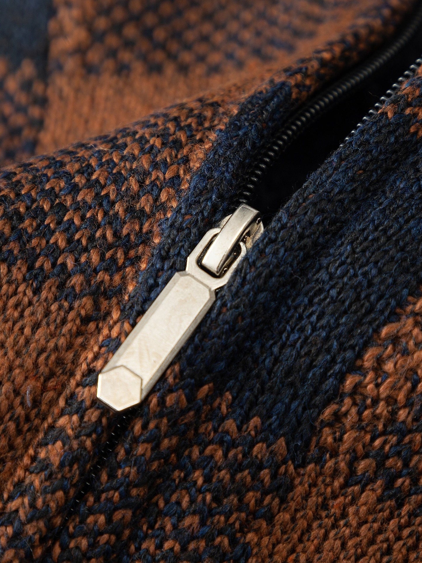 Herren Hoodie mit Reißverschluss, kariert, gefüttert, warm, Braun Schwarz