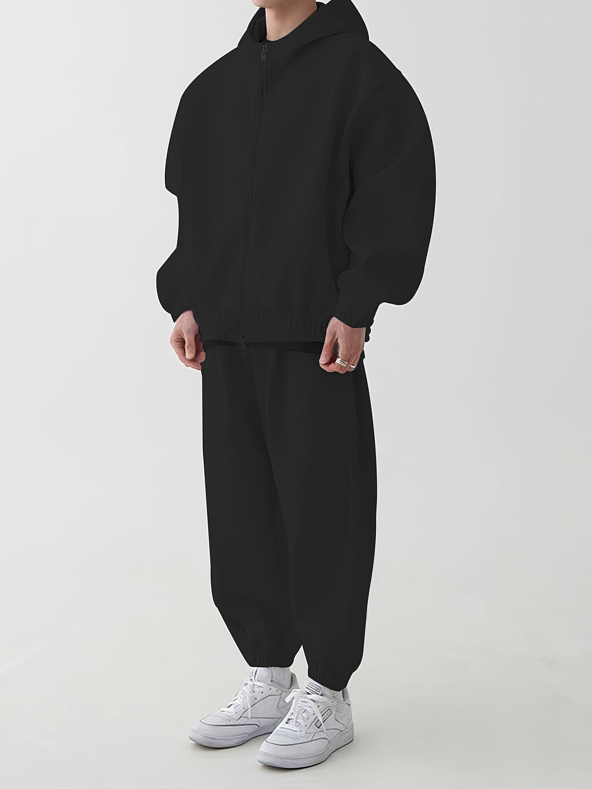 Unisex Trainingsanzug Set mit Reißverschluss Kapuzenjacke und Jogginghose