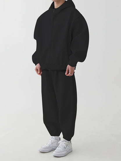 Unisex Trainingsanzug Set mit Reißverschluss Kapuzenjacke und Jogginghose