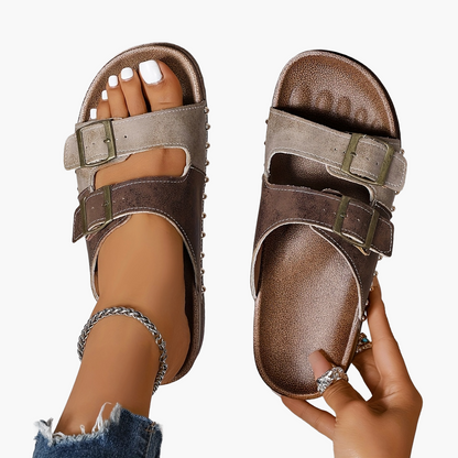 Damen Vintage Komfort Sandalen mit Schnallen – Bequeme Sommerschuhe für Freizeit & Alltag