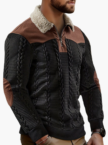 Herren Strickpullover mit Teddykragen und Zier-Reißverschluss – Stilvoller Freizeitpullover für Herbst und Winter