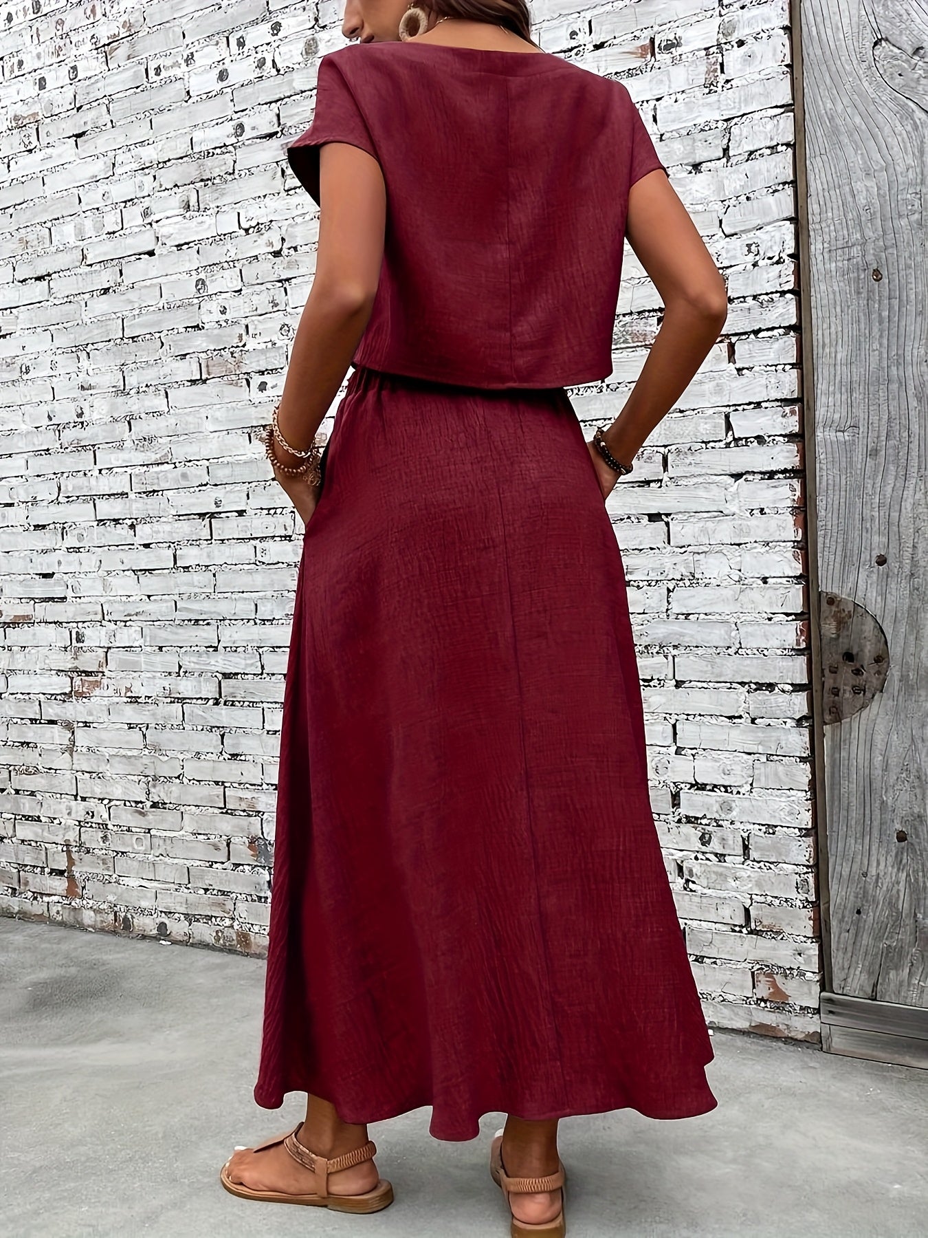 Damen Zweiteiliges Set – Elegantes Sommer-Outfit mit Crop Top und Maxirock, Modernes Freizeit-Ensemble