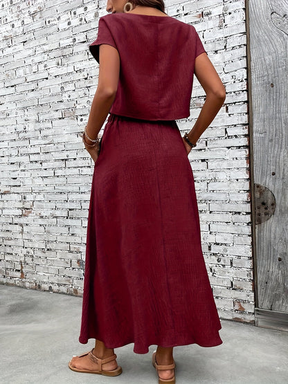 Damen Zweiteiliges Set – Elegantes Sommer-Outfit mit Crop Top und Maxirock, Modernes Freizeit-Ensemble
