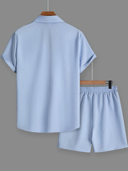 Herren Freizeit Kurzarm Set – Modernes Button-Down Hemd & Shorts für entspannte Looks