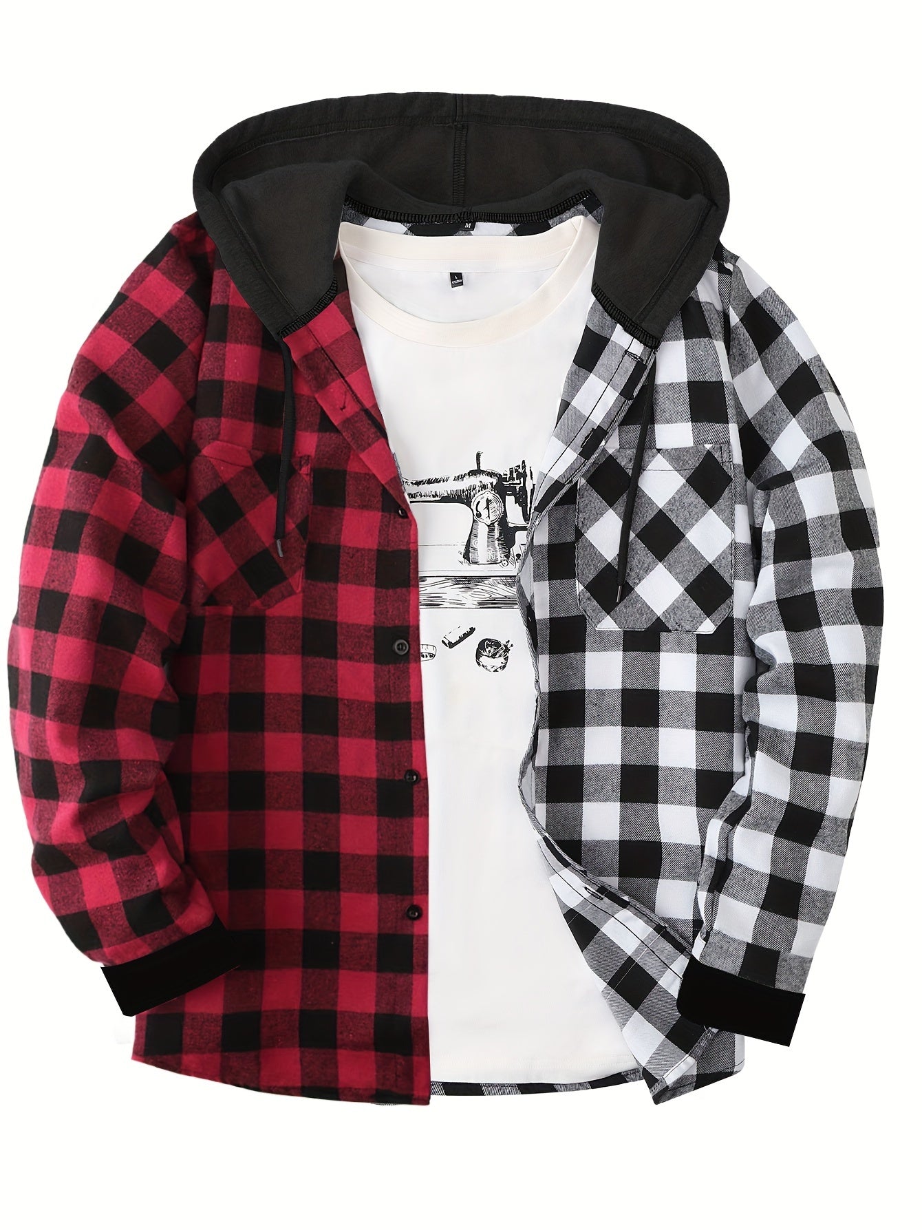 Herren Karo-Hemdjacke mit Kapuze – Lässige Streetwear für Alltag und Freizeit