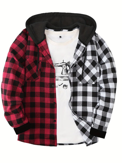 Herren Karo-Hemdjacke mit Kapuze – Lässige Streetwear für Alltag und Freizeit