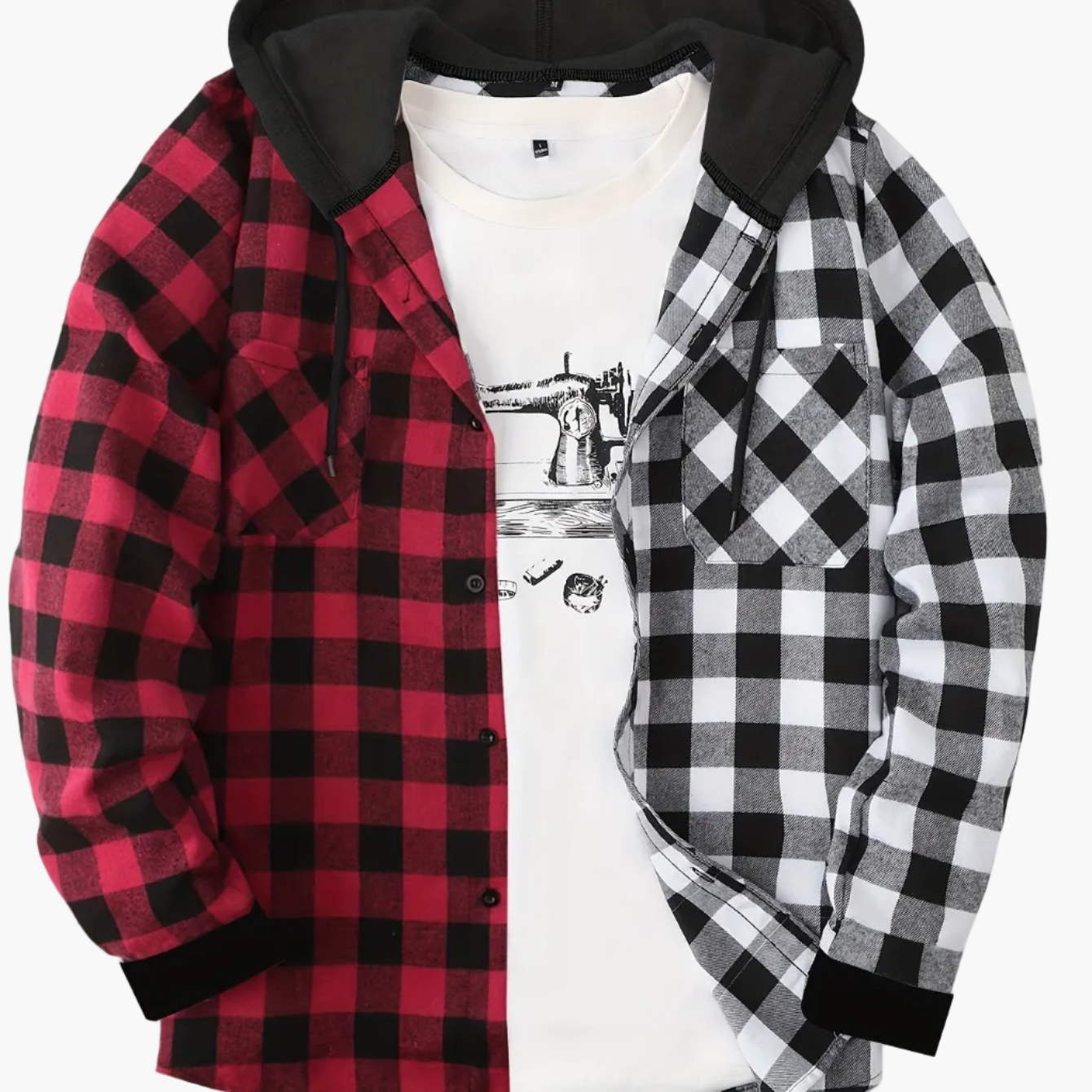 Herren Karo-Hemdjacke mit Kapuze – Lässige Streetwear für Alltag und Freizeit