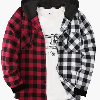 Herren Karo-Hemdjacke mit Kapuze – Lässige Streetwear für Alltag und Freizeit