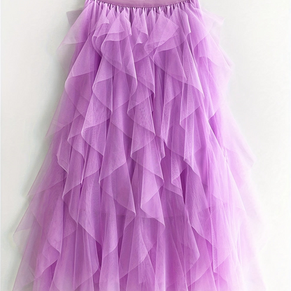 Damen Eleganter Maxirock mit Stufen und Volants für festliche Anlässe
