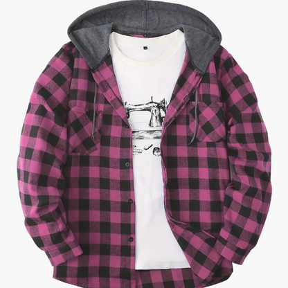 Herren Karo-Hemdjacke mit Kapuze – Lässige Streetwear für Alltag und Freizeit