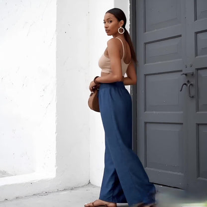 Damen Weite Freizeithose mit Elastikbund – Eleganter Stil für Alltag und Urlaub