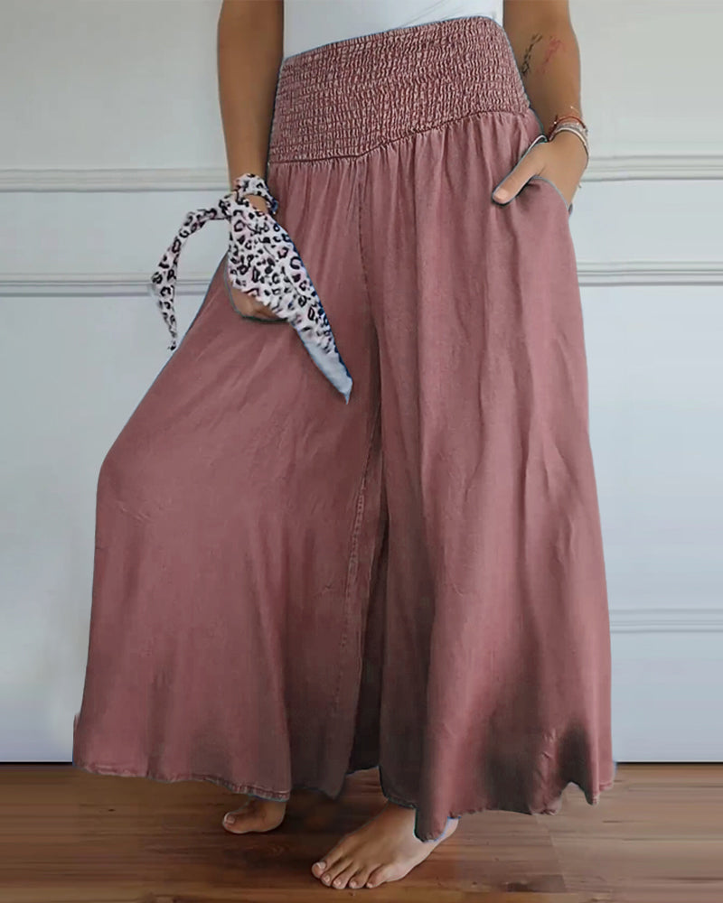 Damen Weite-Hose mit hohem Bund – Lässige elegante Freizeithose, bequemer Alltagsstil