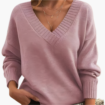 Damen Pullover mit V-Ausschnitt – Eleganter Strickpullover für Alltag & Büro