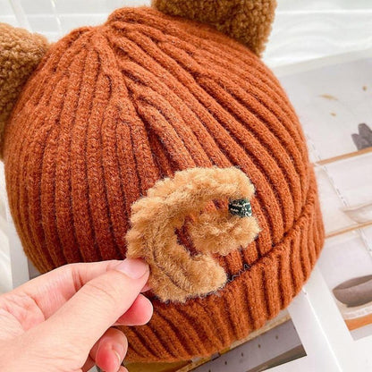 Gerippte Beanie Mütze mit Katzenohren und Umschlag, verschiedene Farben