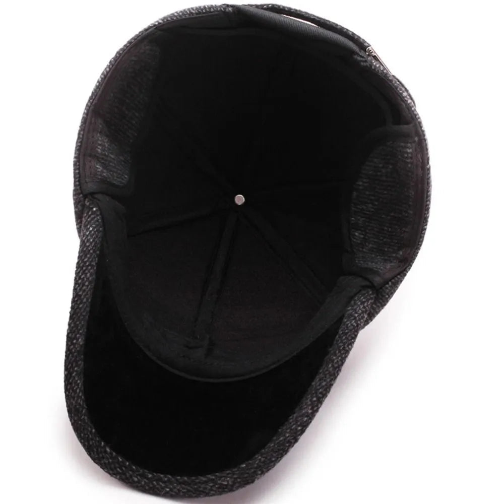 Winter Baseball Cap mit Ohrenklappen Herren Warme Schirmmütze