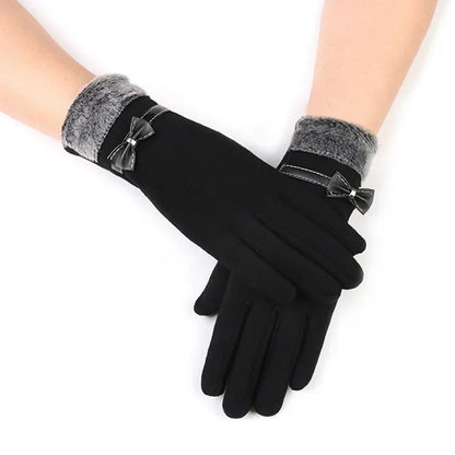 Winterhandschuhe für Damen, warm, mit Kunstfellbündchen