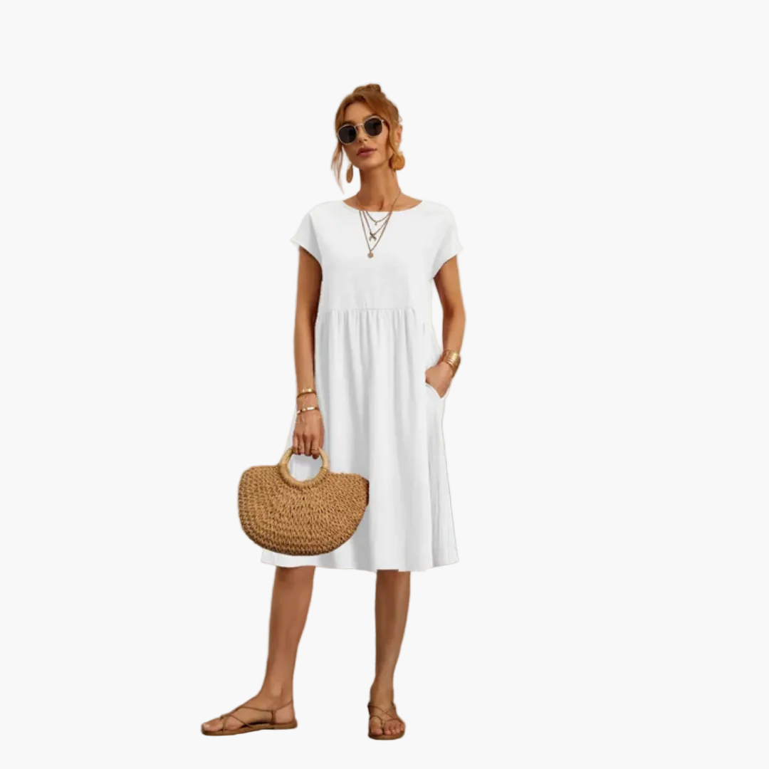 Damen Sommerkleid mit kurzen Ärmeln – Elegantes Freizeitkleid für Alltag & Urlaub