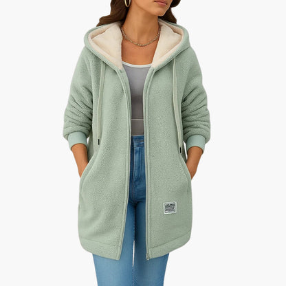 Damen Fleecejacke mit Kapuze – Kuscheliger Freizeitmantel für kühle Tage