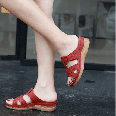 Damen Komfort-Sandalen Slip-On mit Keilabsatz – Bequeme Freizeitschuhe für Alltag und Reisen