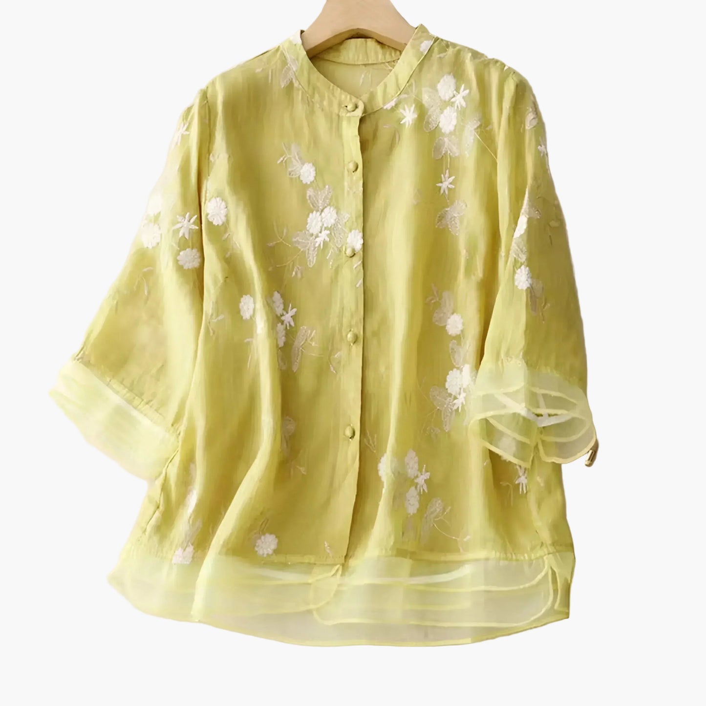 Damen Bluse Elegant mit Floraler Stickerei – Lockerer Schnitt, Vielseitig für Alltag und Büro