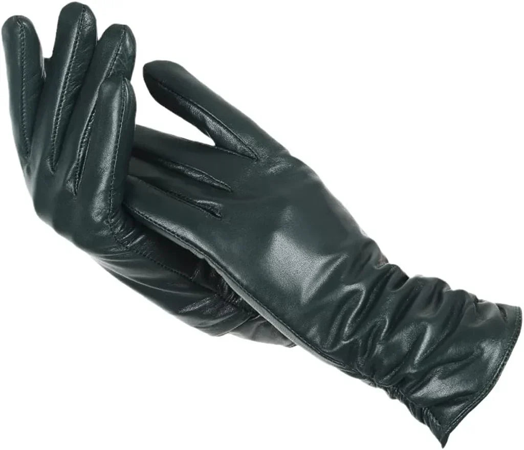 Damen Handschuhe aus weichem Material mit gerafftem Bund – Auswahl an Farben