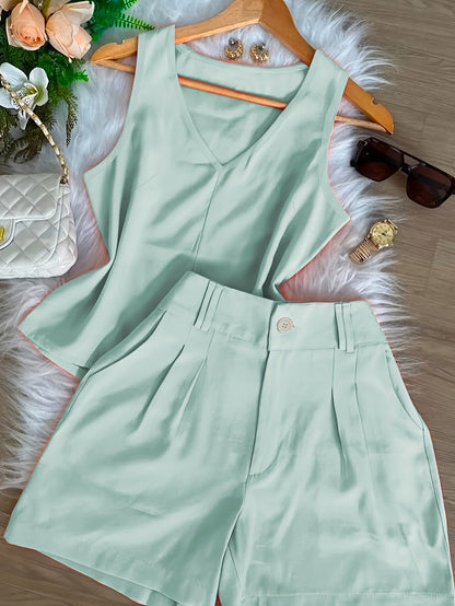 Damen Sommer Set – Elegantes Top und Shorts, Modischer Casual Look für Alltag & Urlaub