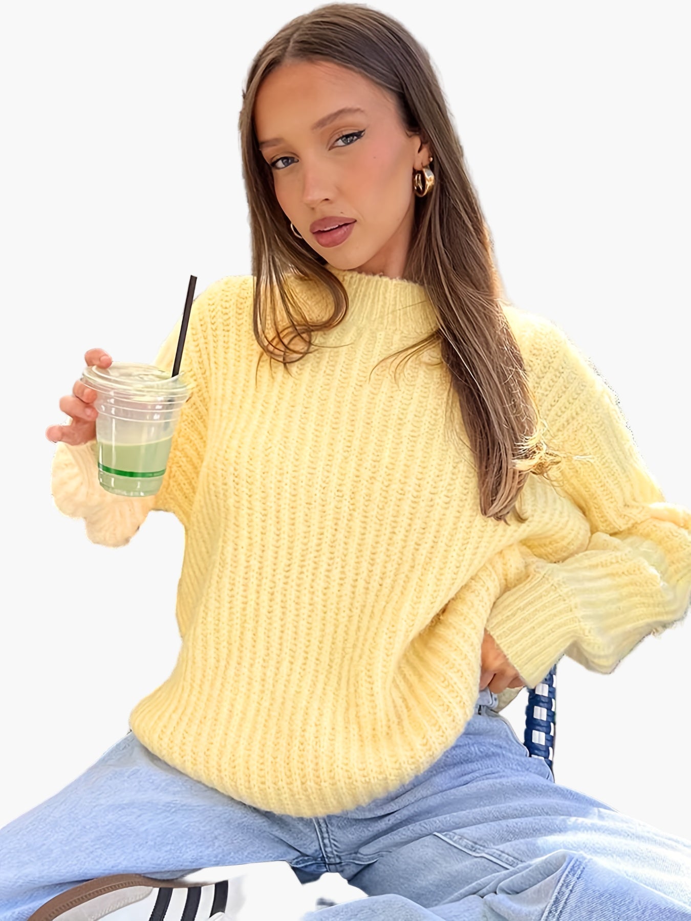 Damen Strickpullover im lässigen Oversize-Design für Herbst und Winter – Modischer Freizeit-Look