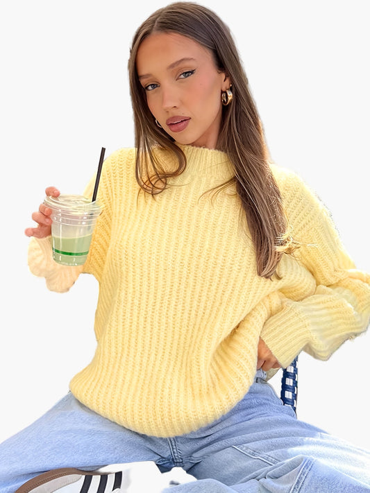 Damen Strickpullover im lässigen Oversize-Design für Herbst und Winter – Modischer Freizeit-Look