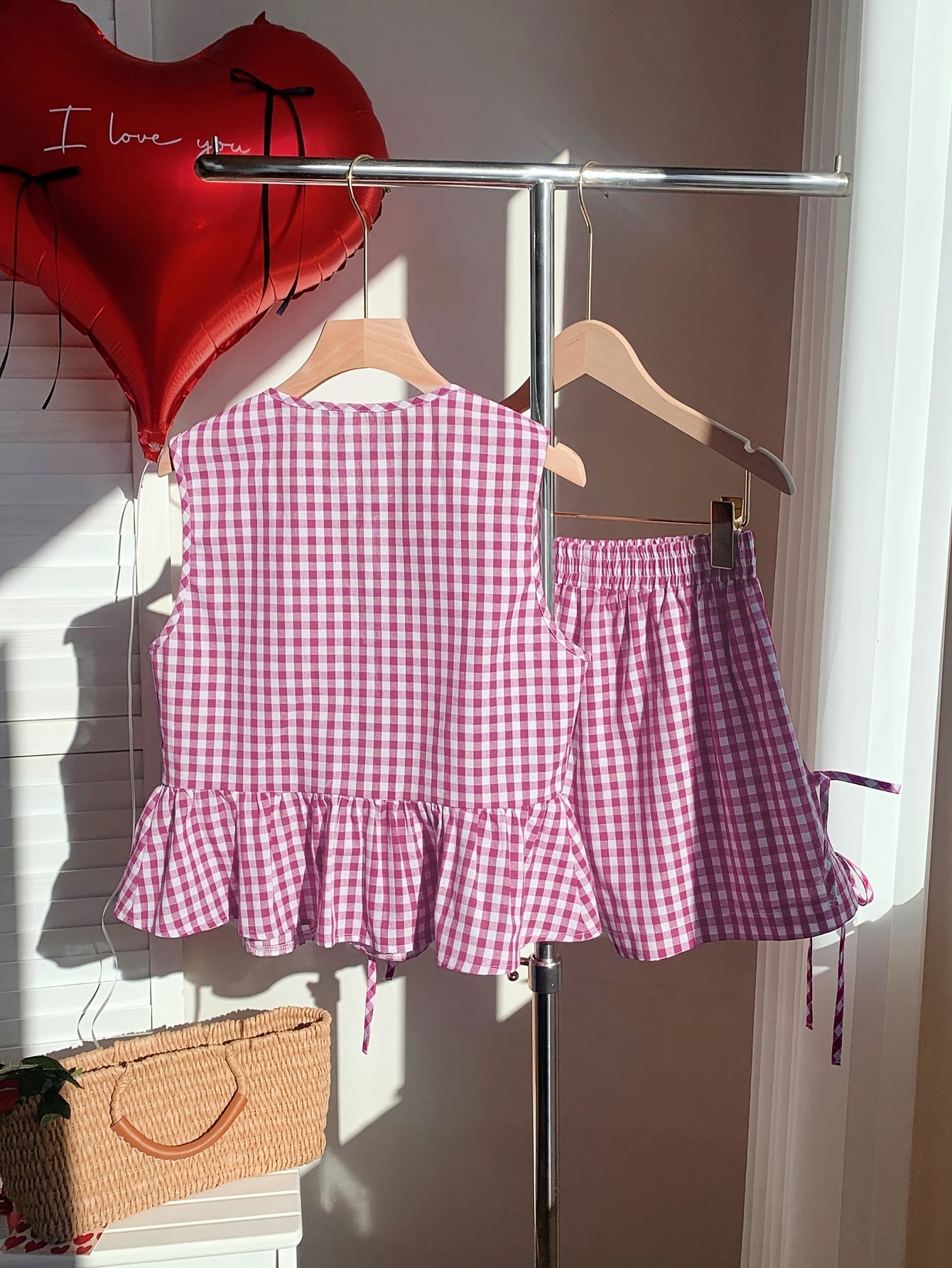 Damen Zweiteiler Set mit Schleifen und Streifen – Verspieltes Sommer Outfit