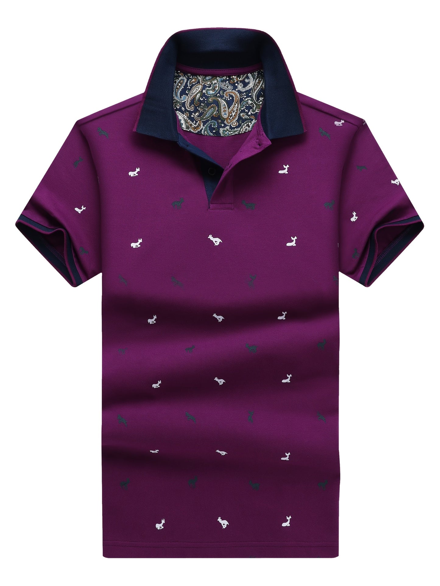 Herren Poloshirt mit Animal-Print und Kontrastkragen – Stilvolles Freizeit- und Alltagsoutfit