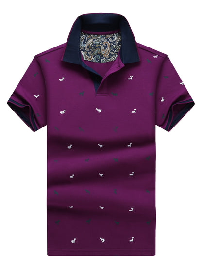 Herren Poloshirt mit Animal-Print und Kontrastkragen – Stilvolles Freizeit- und Alltagsoutfit