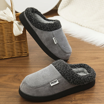 Unisex Winterhausschuhe gerippt mit weichem Futter Grau