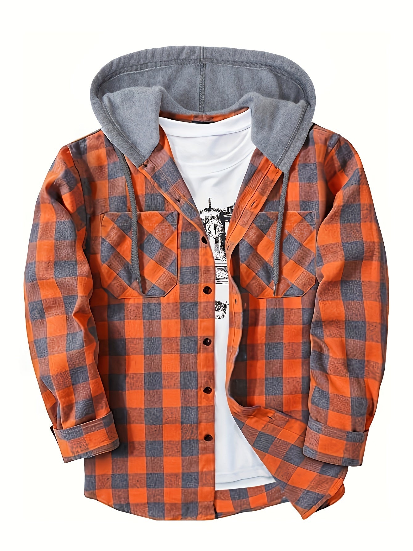 Herren Karo-Hemdjacke mit Kapuze – Lässige Streetwear für Alltag und Freizeit