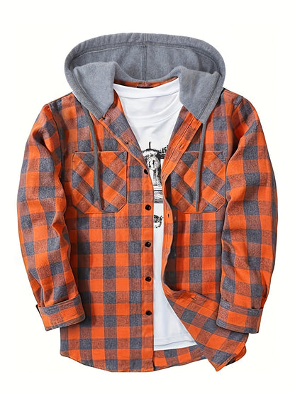 Herren Karo-Hemdjacke mit Kapuze – Lässige Streetwear für Alltag und Freizeit