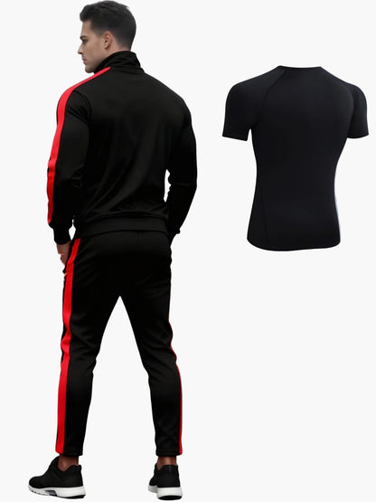 Herren Trainingsanzug Set Sport Freizeit Fitness – 3-teiliges Outfit mit Jacke, T-Shirt und Hose, Regular Fit, Perfekt für Gym und Alltag