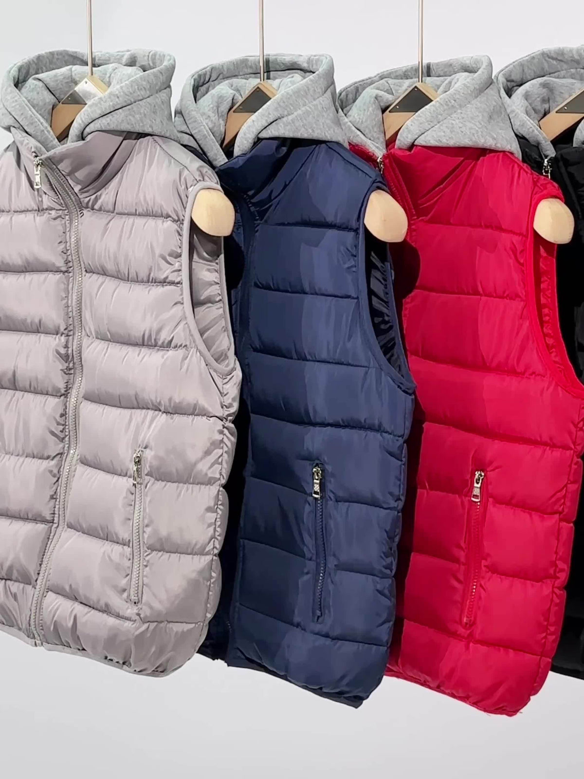 Steppweste mit Kapuze Herren/Unisex Gepolsterte Outdoor Weste Reißverschluss
