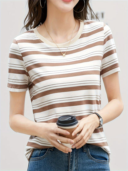 Damen T-Shirt mit Streifenmuster im maritimen Stil – Freizeit & Alltag