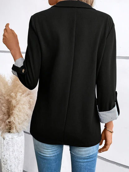 Damen Blazer Elegant Business Freizeit Sakko mit Krempelärmeln – Stilvoll für Büro und Alltag