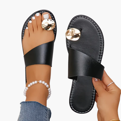 Damen Sandalen mit modernem Zehenring und breitem Riemen – Stilvolle Sommerschuhe für Freizeit & Urlaub