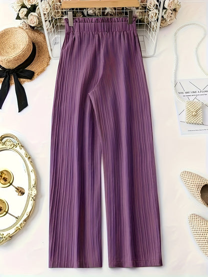 Damen Elegante Weitbein-Hose mit Schleife und Plissee – Perfekt für Freizeit und Büro