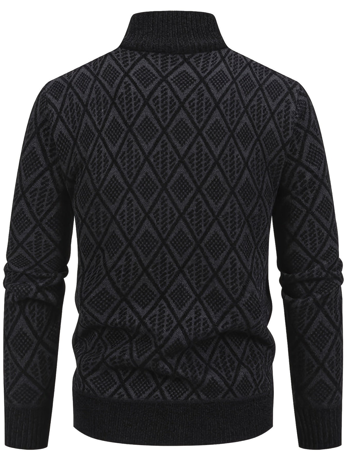 Herren Strickjacke Rautenmuster Stehkragen Reißverschluss Feinstrick Casual