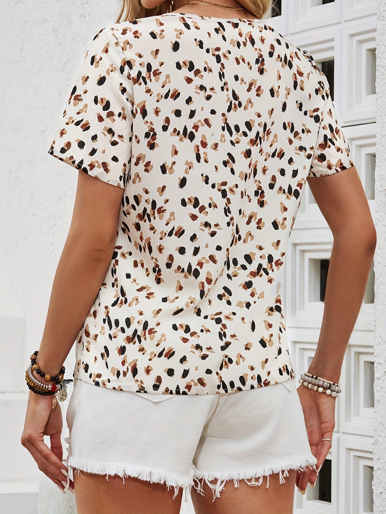 Damen Blusenshirt im eleganten Animal-Print für Sommer, Freizeit & Büro