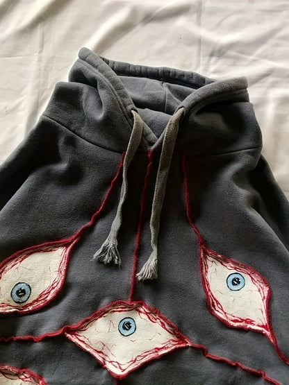 Unisex Hoodie mit Augen-Design, Oversize-Schnitt, verschiedene Farben