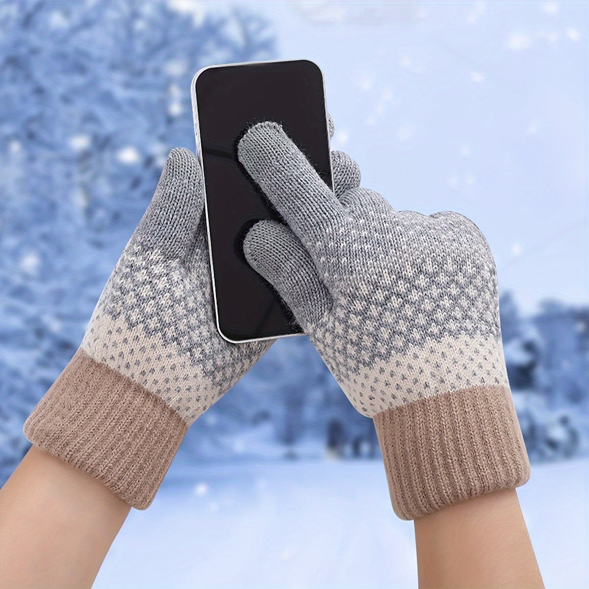 Gestrickte Winterhandschuhe mit Muster Strickhandschuhe für Erwachsene