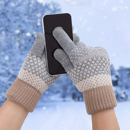 Gestrickte Winterhandschuhe mit Muster Strickhandschuhe für Erwachsene