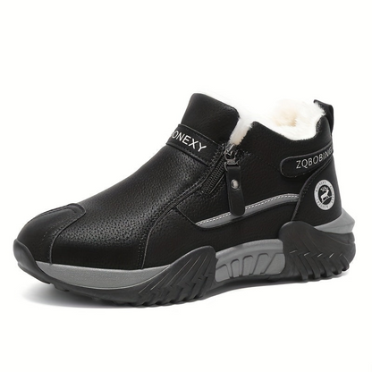 Unisex Winterstiefel gefüttert mit Reißverschluss, rutschfeste Sohle, Warmhaltende Schneeschuhe