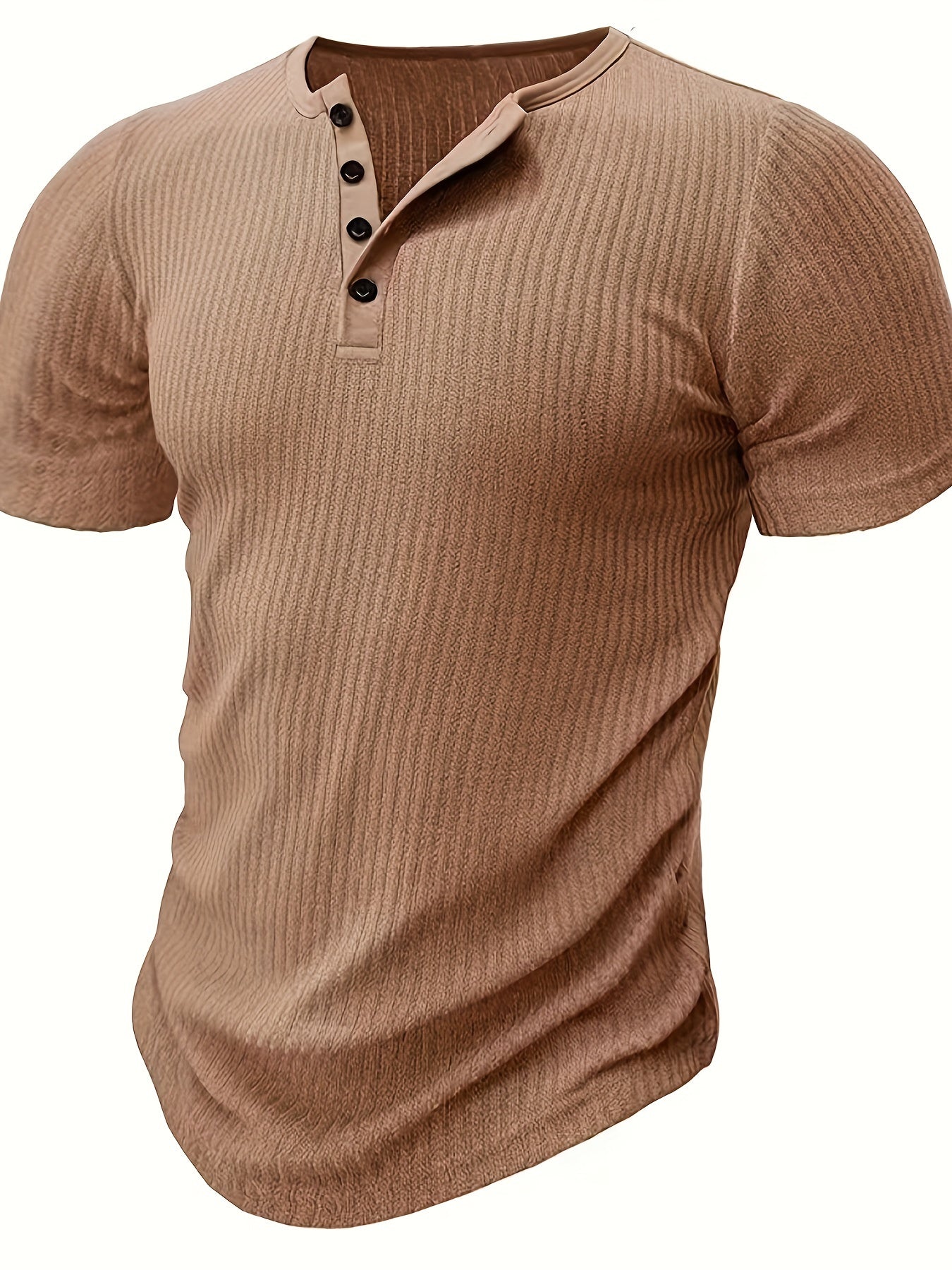 Herren Henley T-Shirt mit Knopfleiste und Rippstruktur – Freizeitstil für Alltag & Sommer