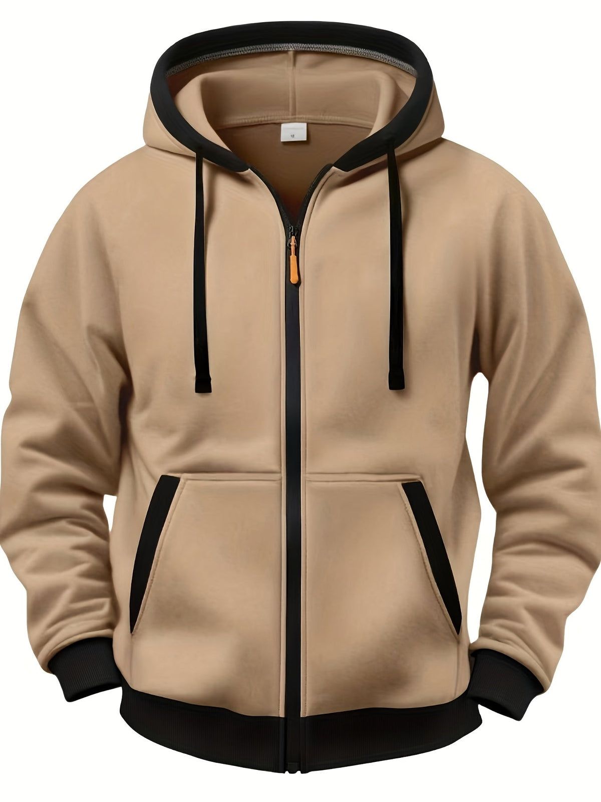 Unisex Kapuzenjacke mit Reißverschluss, kontrastierender Kapuze und Bündchen, seitliche Taschen